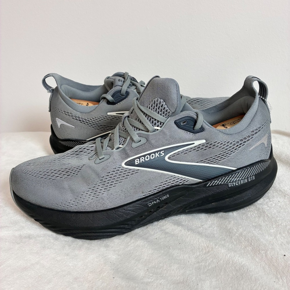 Brooks Glycerin GTS 22 Mens 11 Running Shoes Grey Black DNA Tuned Sneakers